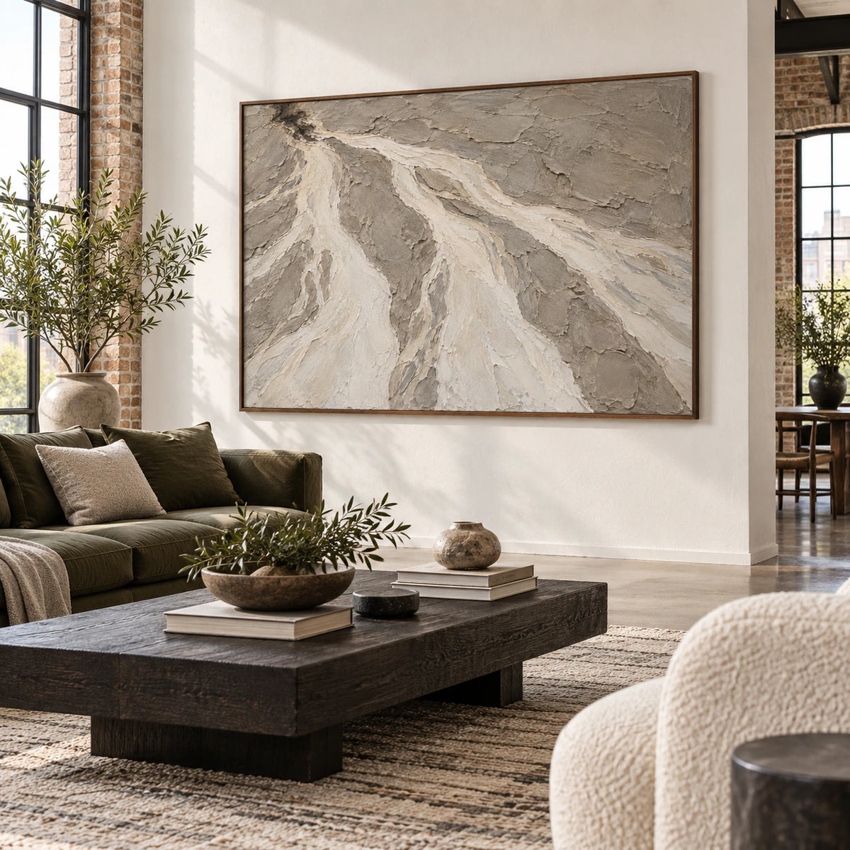 Silt-Current above a restrained neutral sofa in a bright living room.