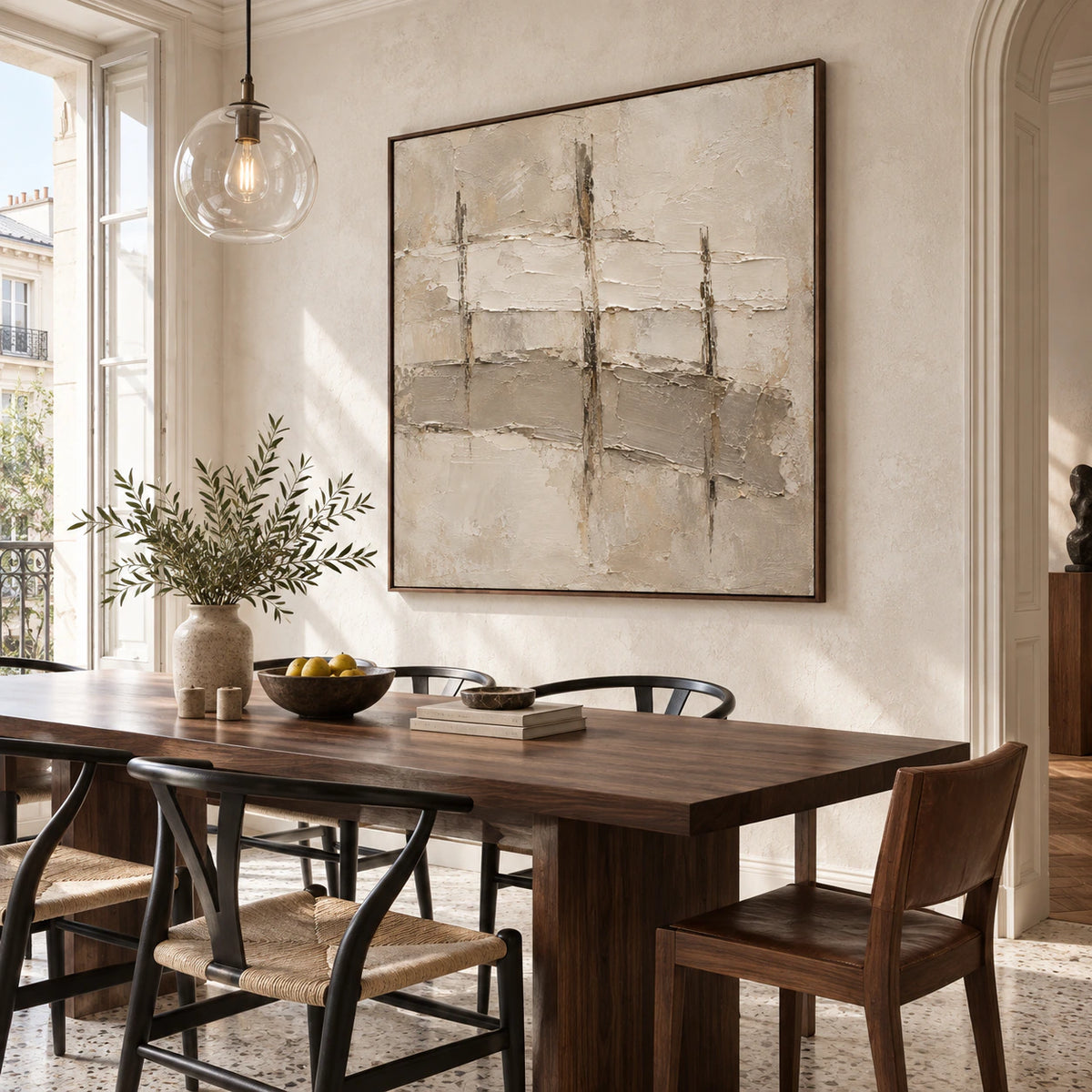 Silt-Grid displayed above a refined dining setting in natural daylight.