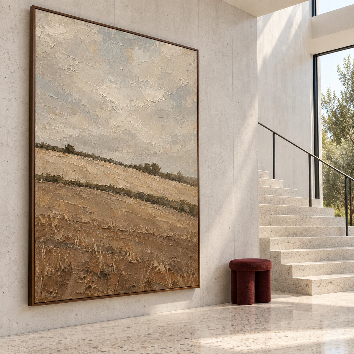 Silt-Horizon shown at gallery scale in a bright architectural foyer.