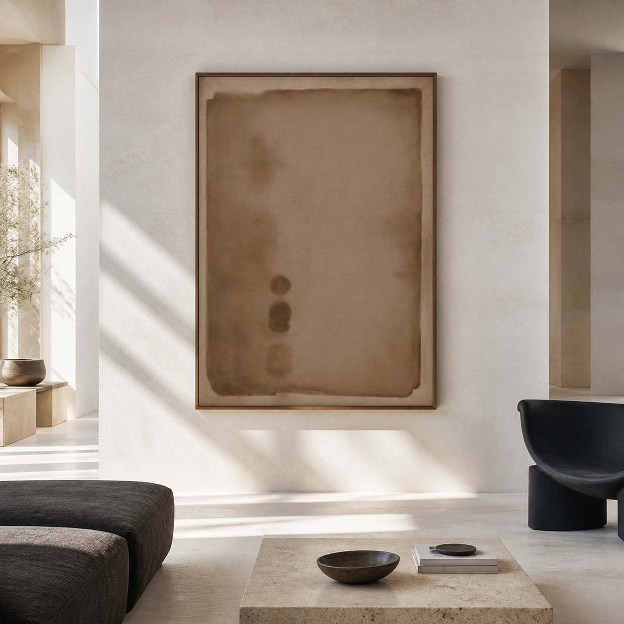 Silt-Index shown at large scale, straight-on in a bright expansive architectural living space.