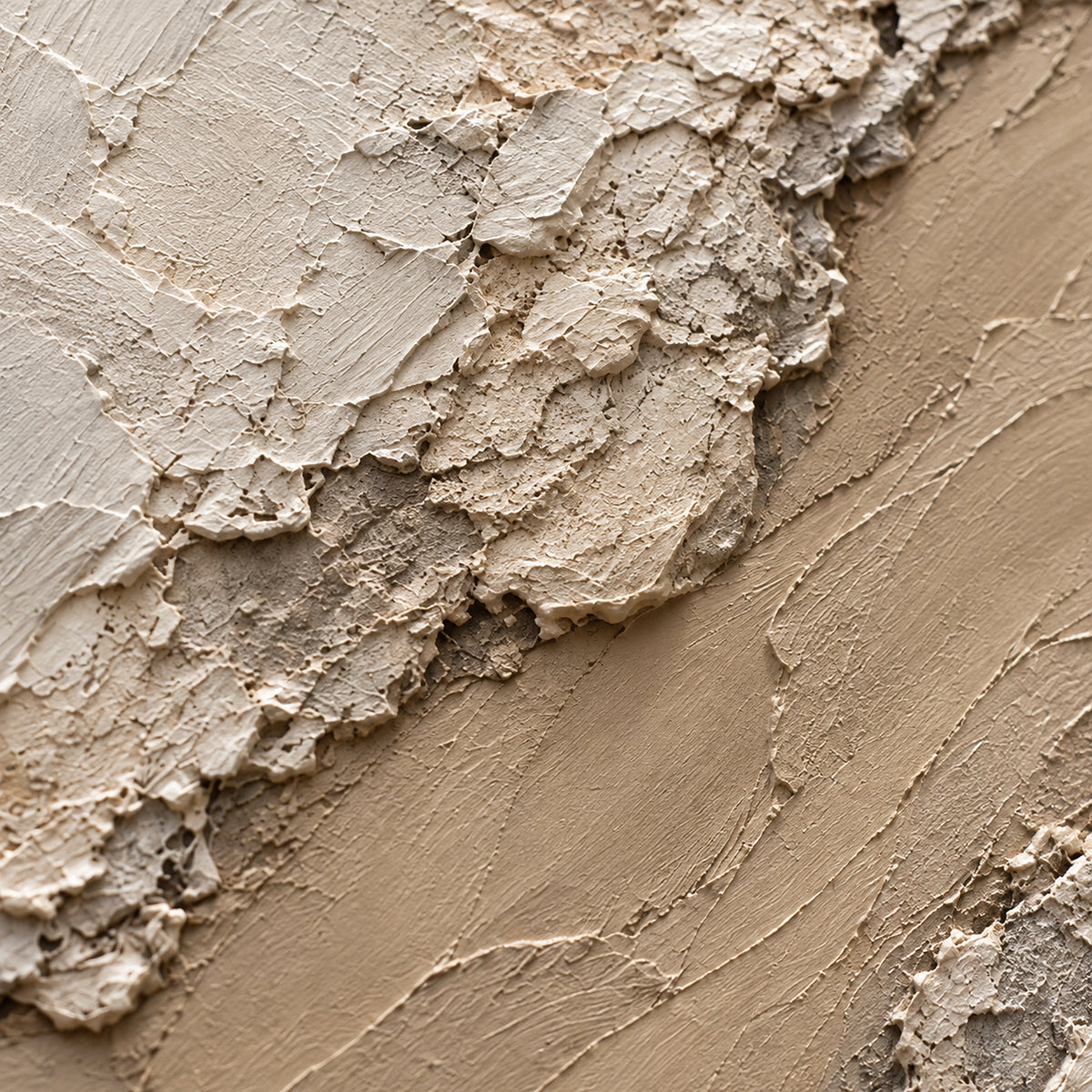 Silt-Ravine oil painting brushwork and impasto detail photographed from an oblique side angle