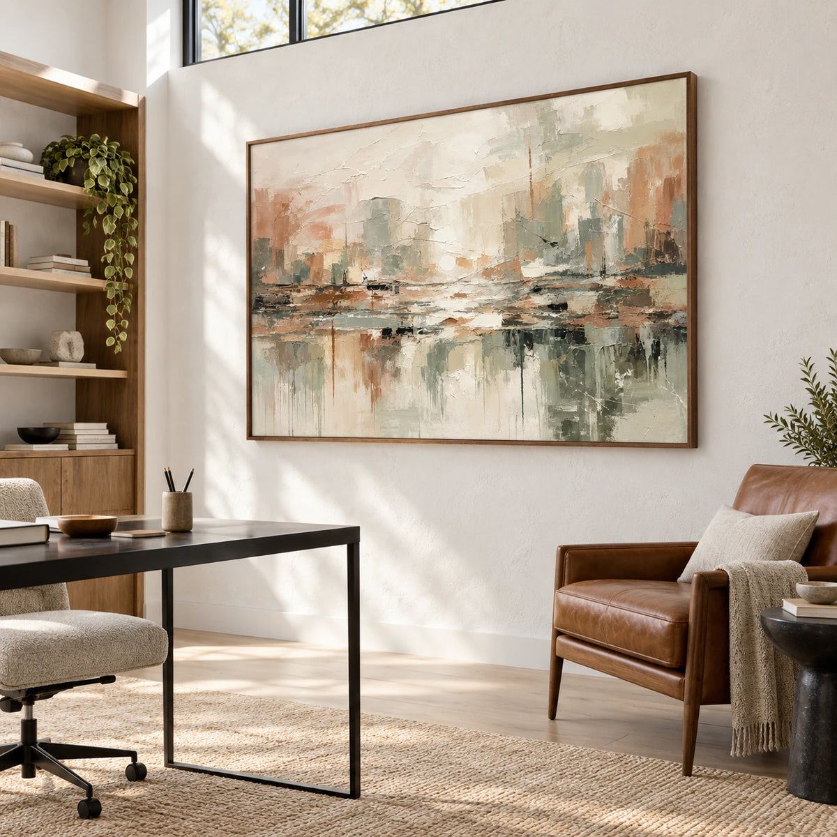 Silt-Reflection in an airy reading and home-office interior.