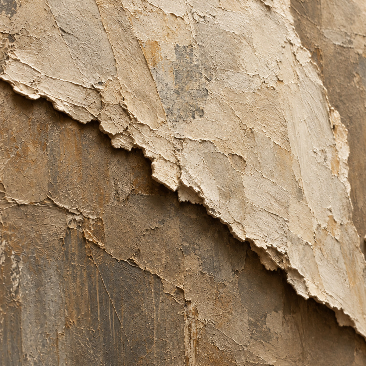 Silt-Relief oil painting brushwork and impasto detail photographed from an oblique side angle
