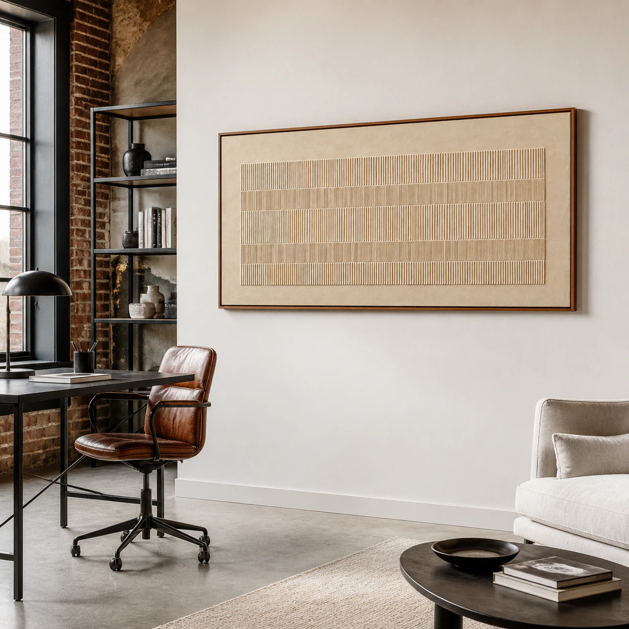 Silt-Rhythm in an airy reading office with daylight and restrained furnishings.