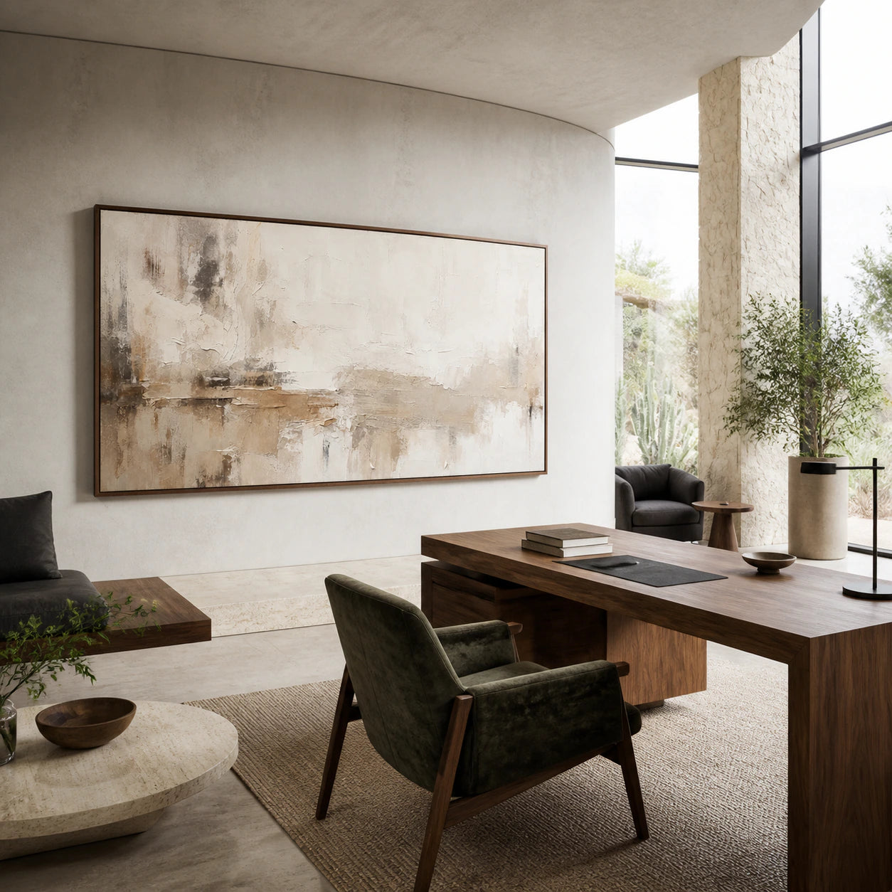 Silt-Threshold featured at scale in an airy home office reading space.
