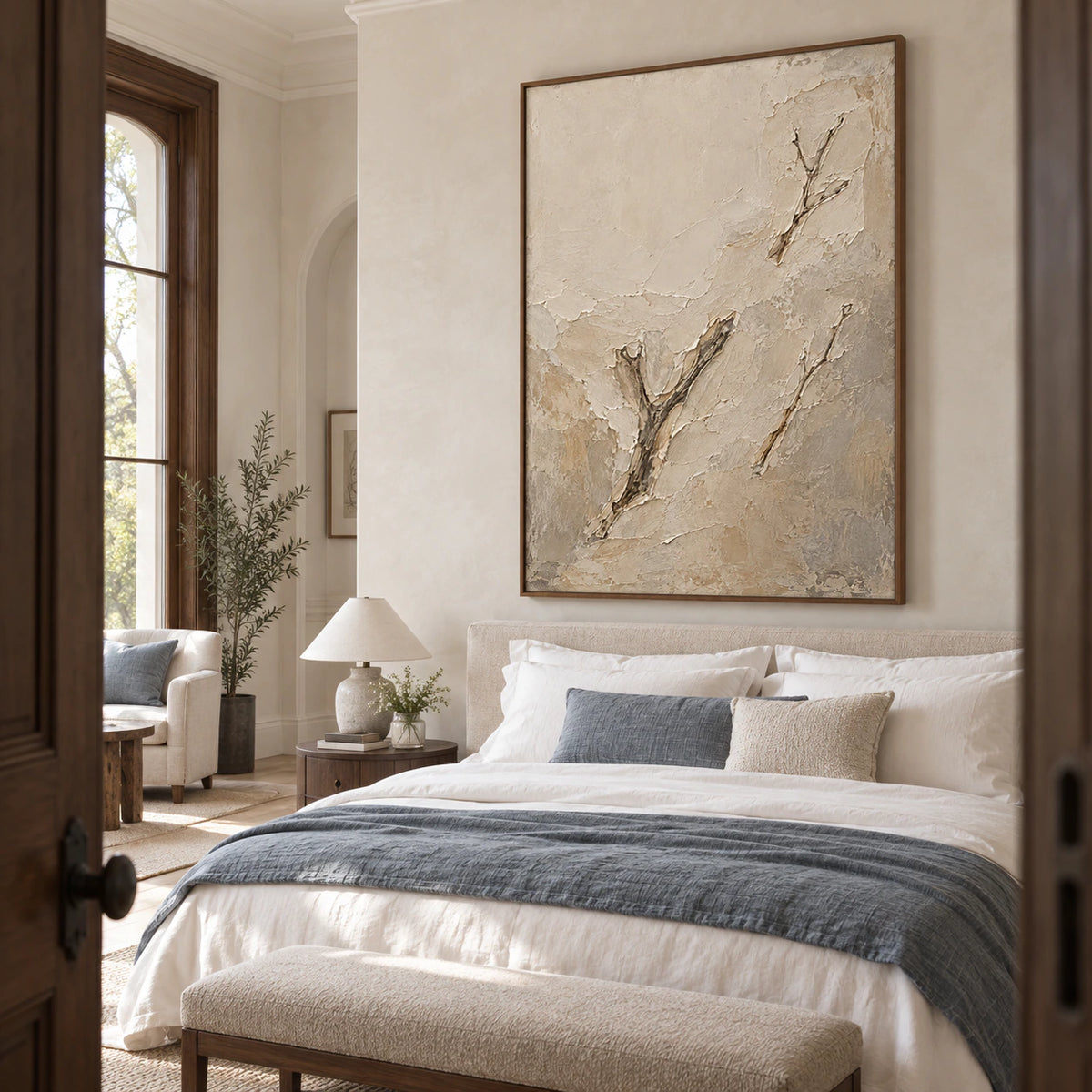 Silted-Bough bringing textured calm to a quiet, naturally lit bedroom.