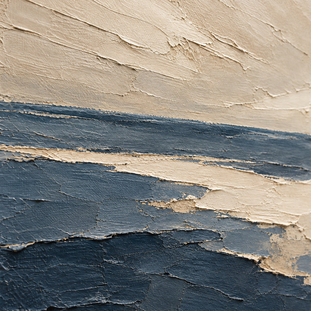 Slate-Horizon oil painting brushwork and impasto detail photographed from an oblique side angle
