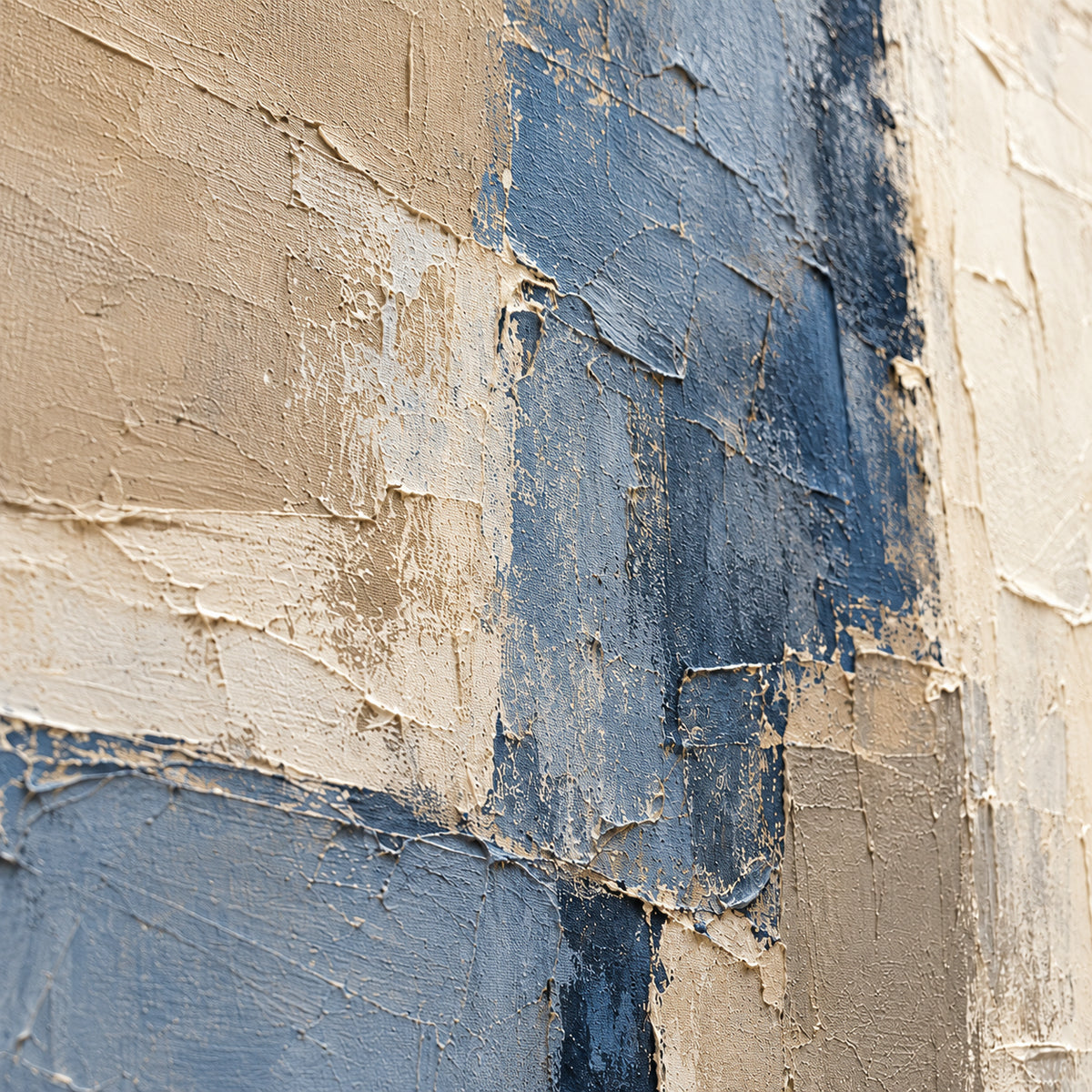Slate-Interval oil painting brushwork and impasto detail photographed from an oblique side angle