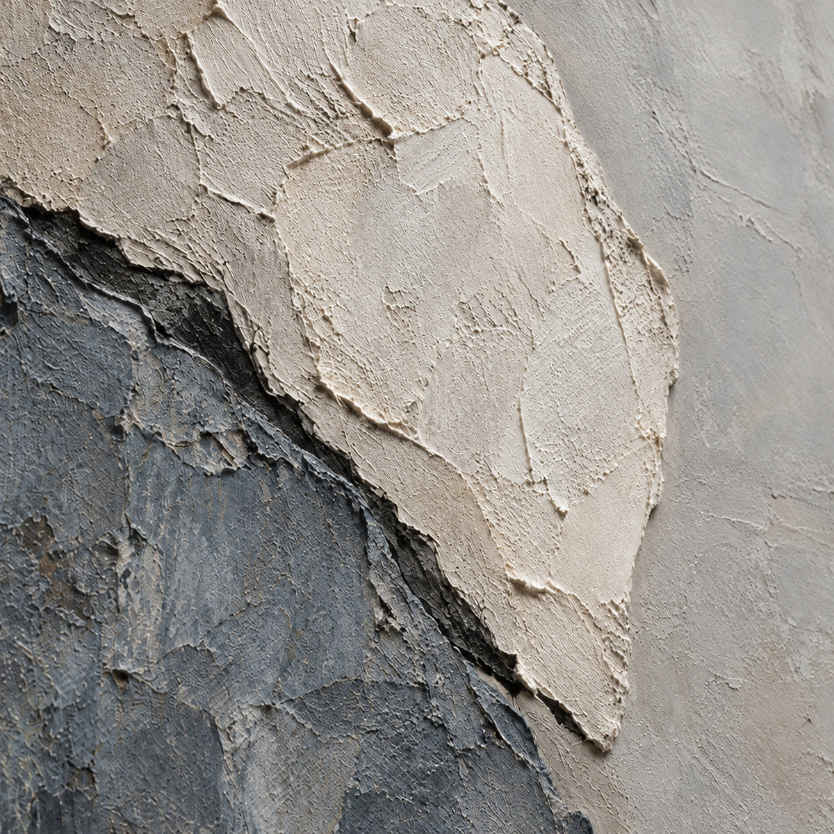 Slate-Veil oil painting brushwork and impasto detail photographed from an oblique side angle