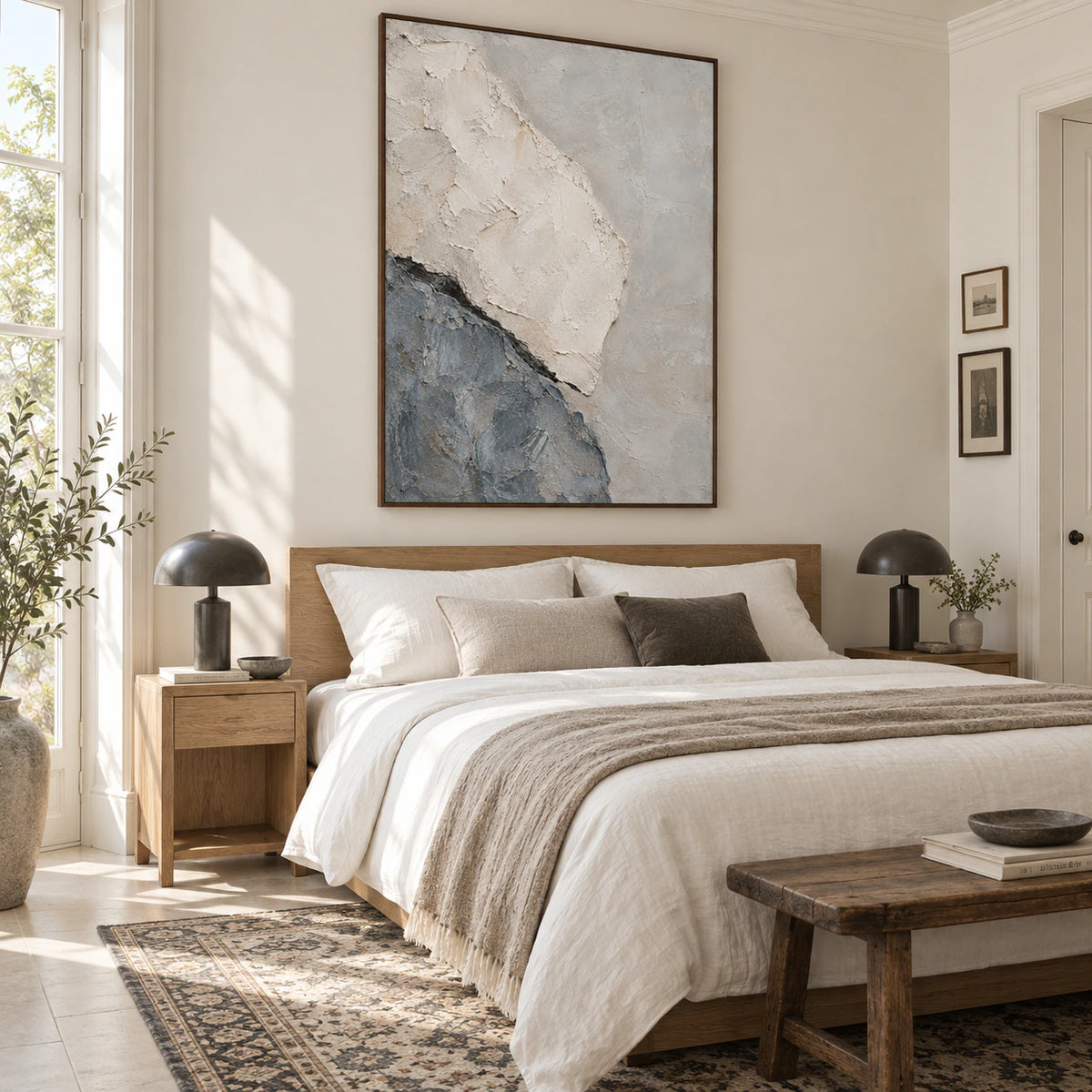 Slate-Veil bringing quiet texture to a softly lit bedroom.