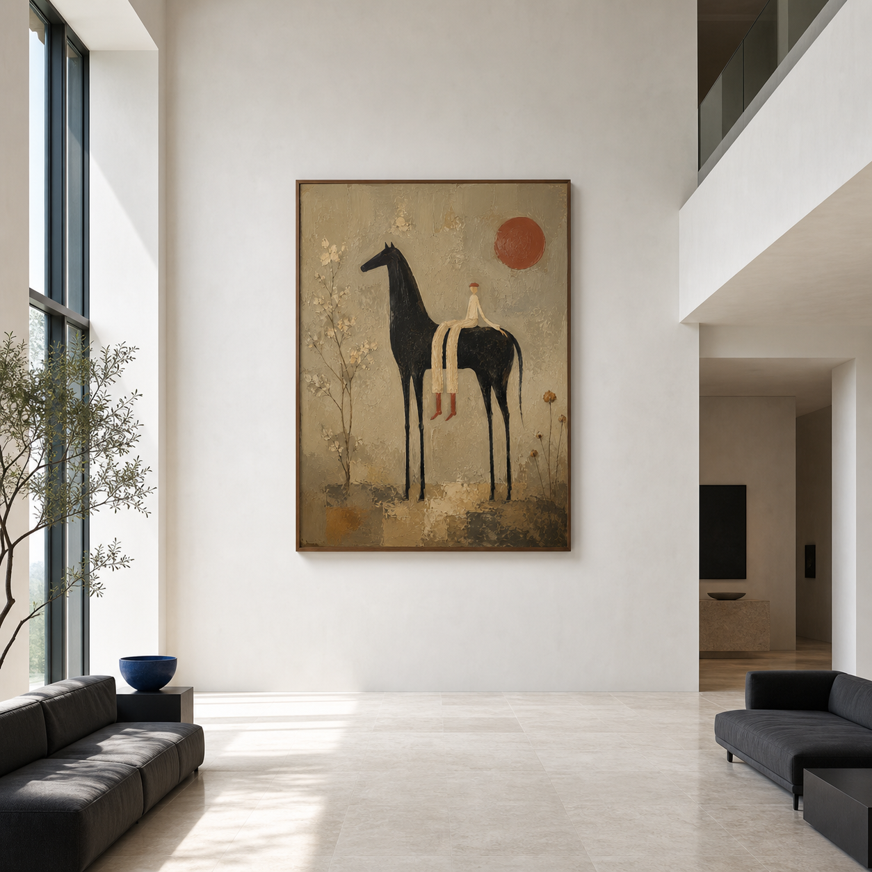 Large straight-on view of Solstice-Rider commanding a bright, spacious contemporary room.