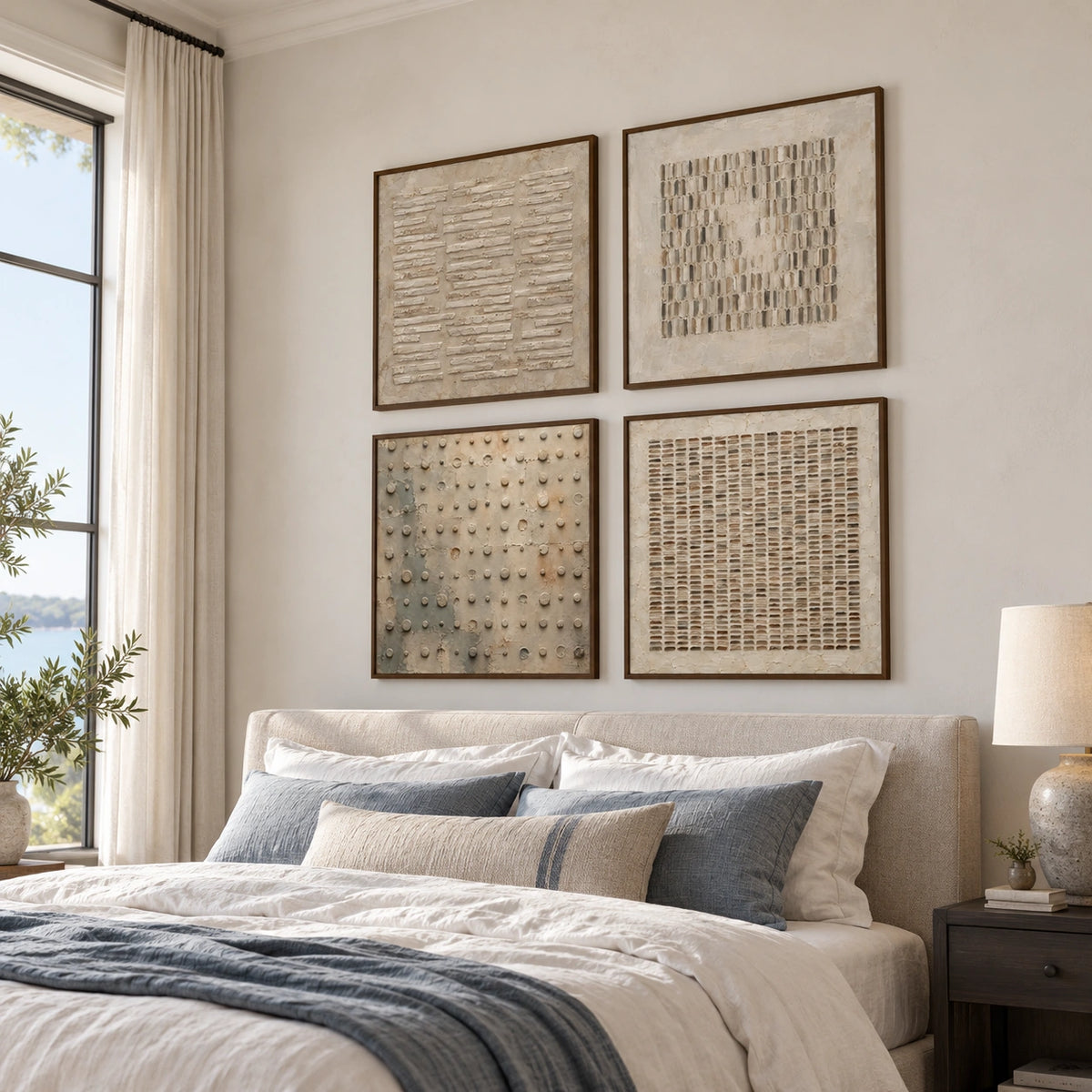 Quiet-Registers: complete gallery wall in a bedroom