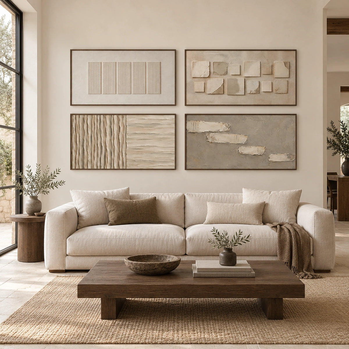 Ivory-Fields: complete gallery wall in a spacious living room
