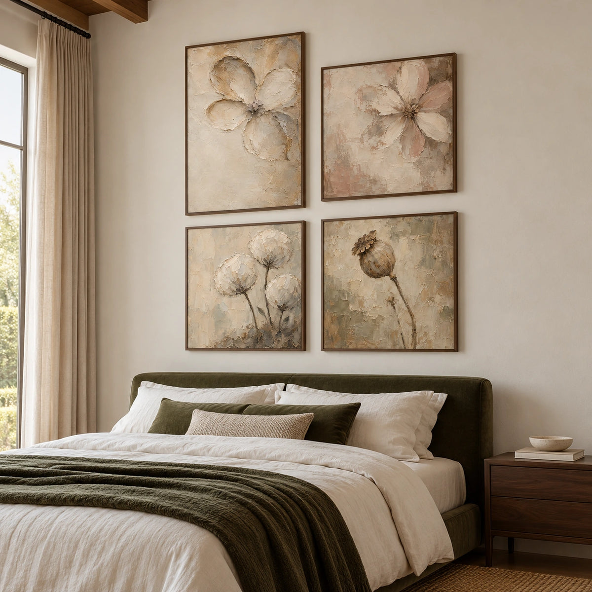 Linen-Garden: complete gallery wall in a bedroom