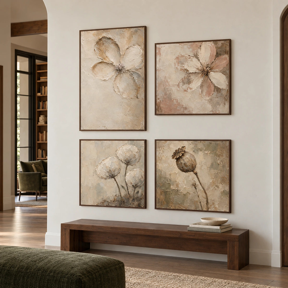 Linen-Garden: complete gallery wall in an entryway
