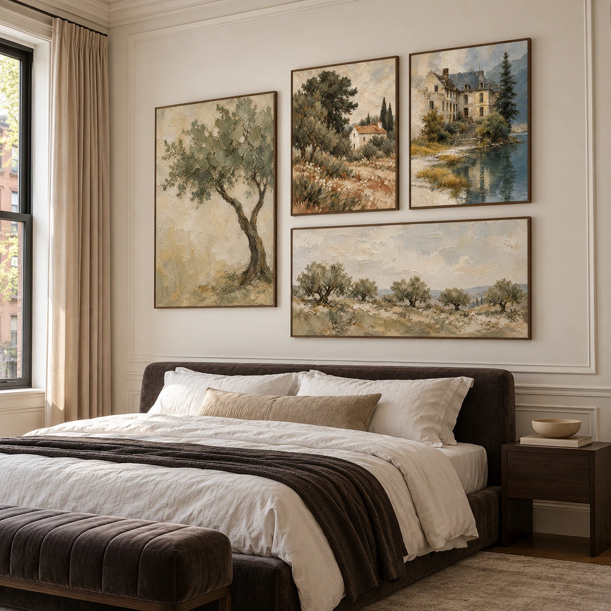 Olive-Groves: complete gallery wall in a bedroom