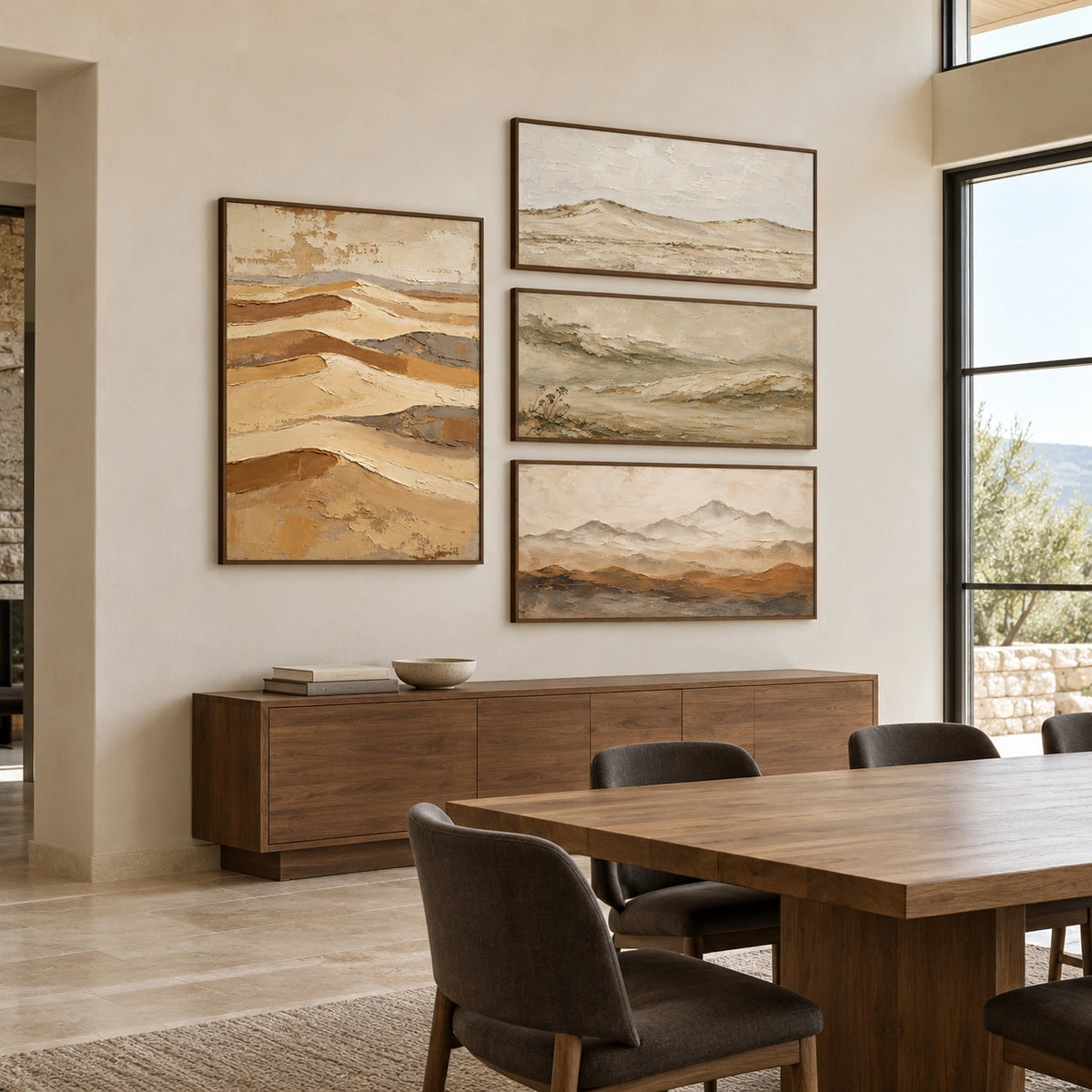 Dune-Horizons: complete gallery wall in a dining room