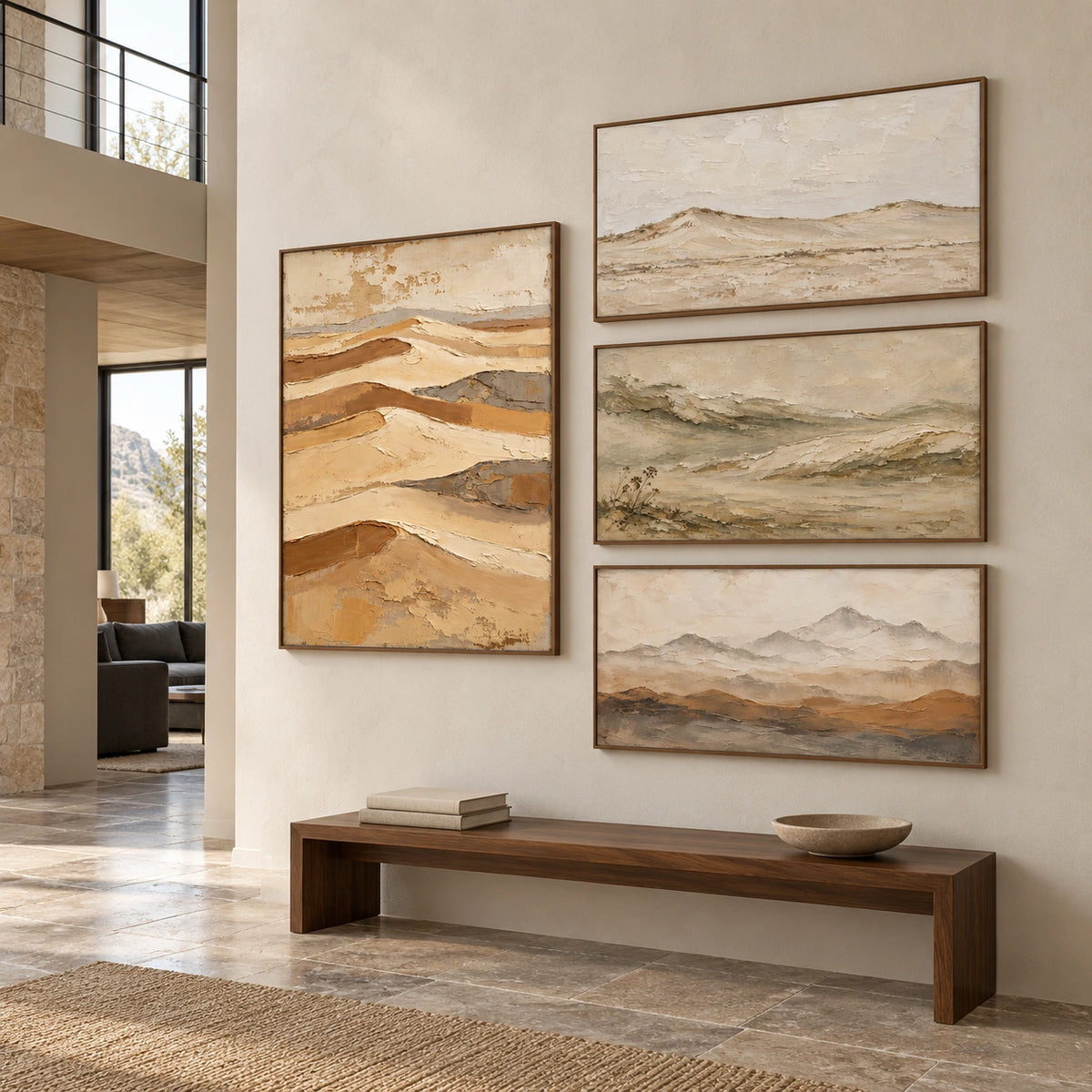 Dune-Horizons: complete gallery wall in an entryway