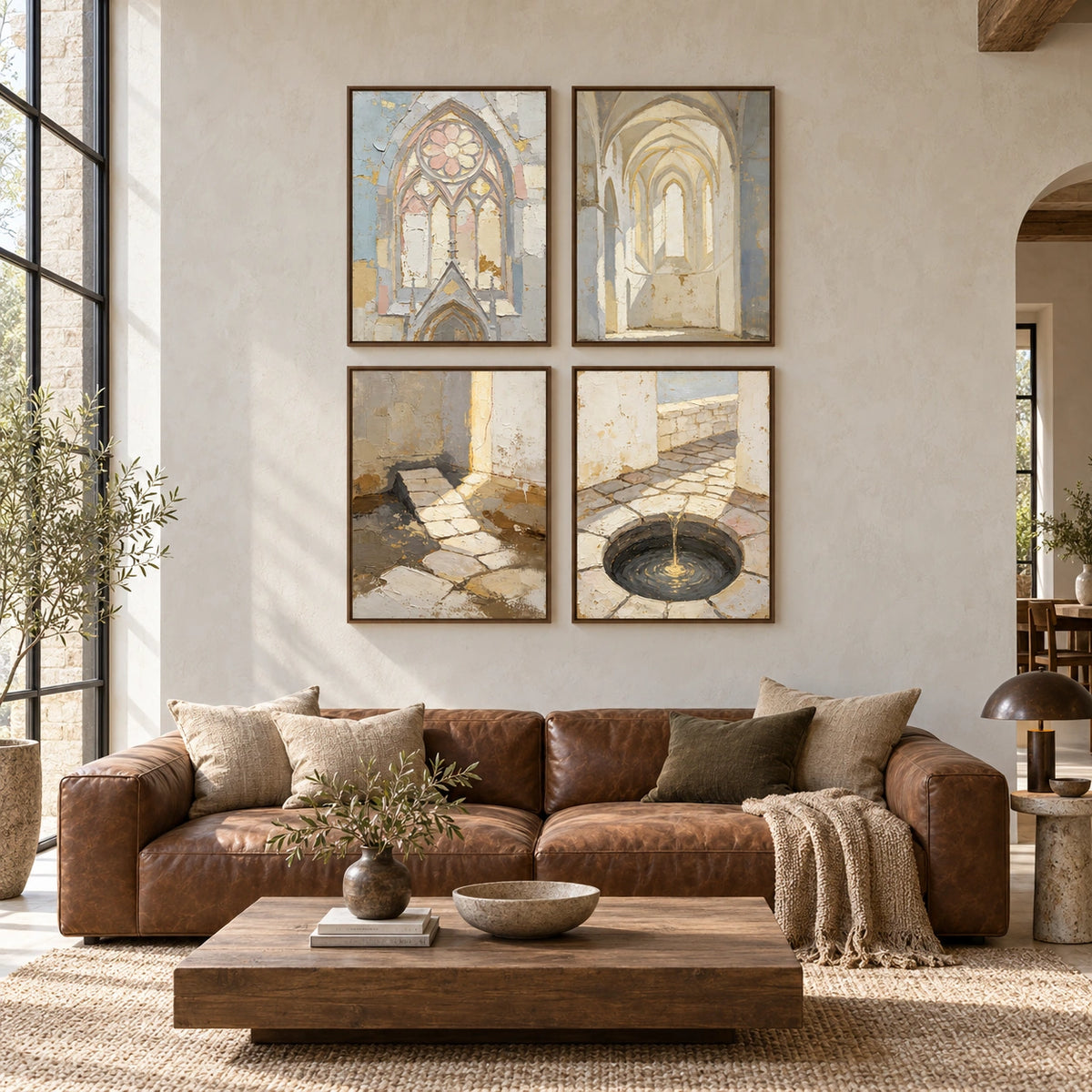 Gilded-Architecture: complete gallery wall in a spacious living room
