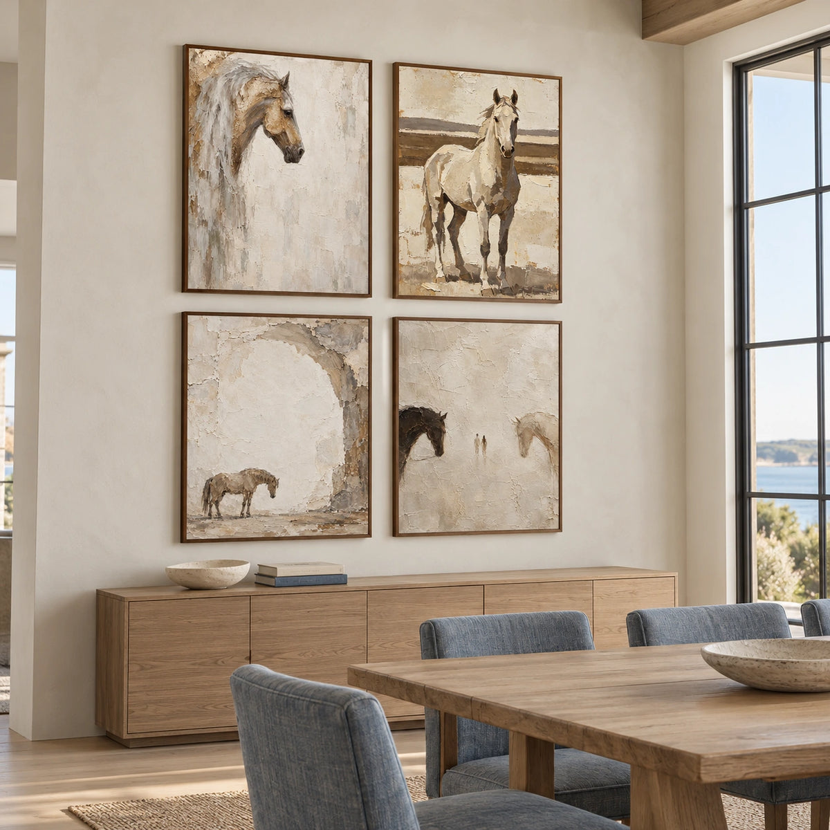 Equine-Whispers: complete gallery wall in a dining room
