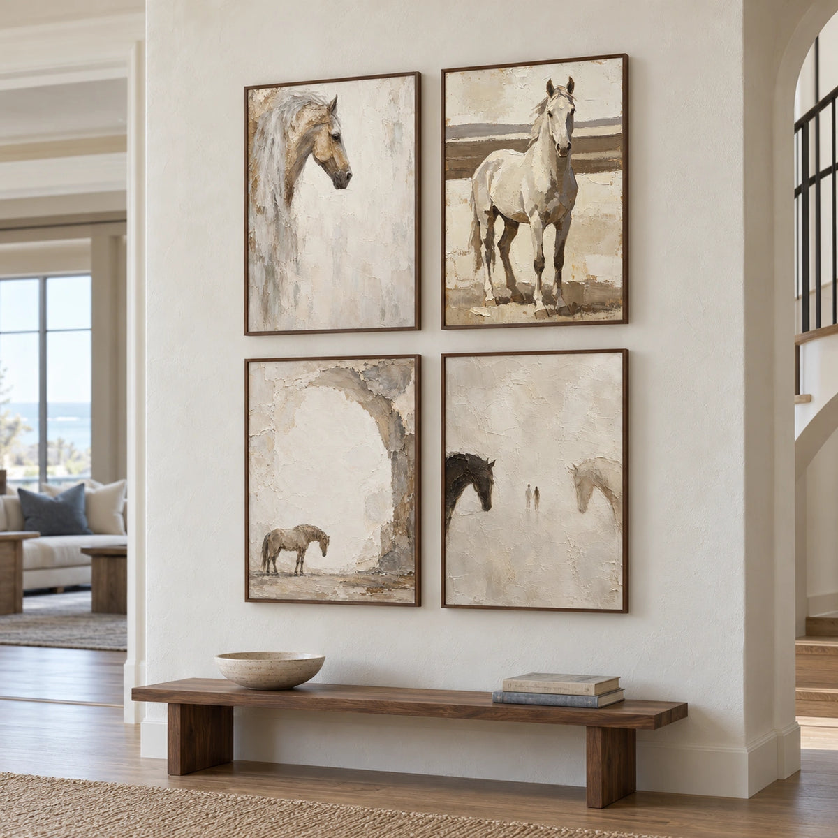 Equine-Whispers: complete gallery wall in an entryway