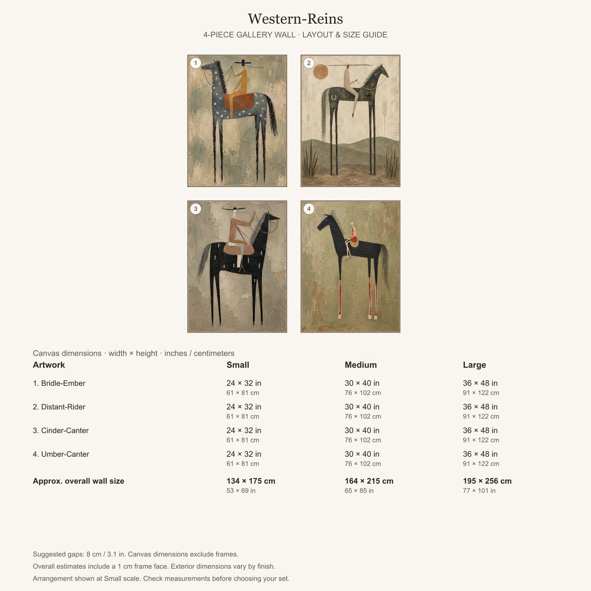 Western-Reins: arrangement and Small, Medium and Large dimensions