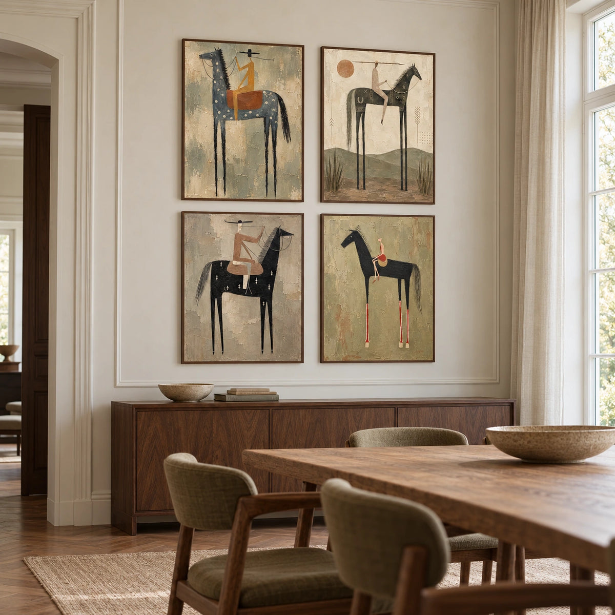 Western-Reins: complete gallery wall in a dining room