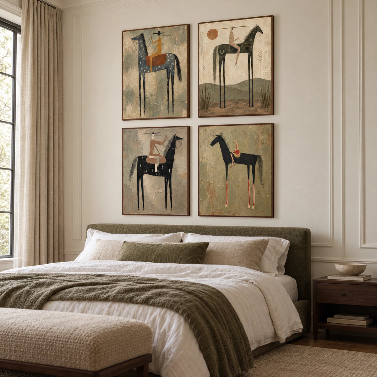 Western-Reins: complete gallery wall in a bedroom