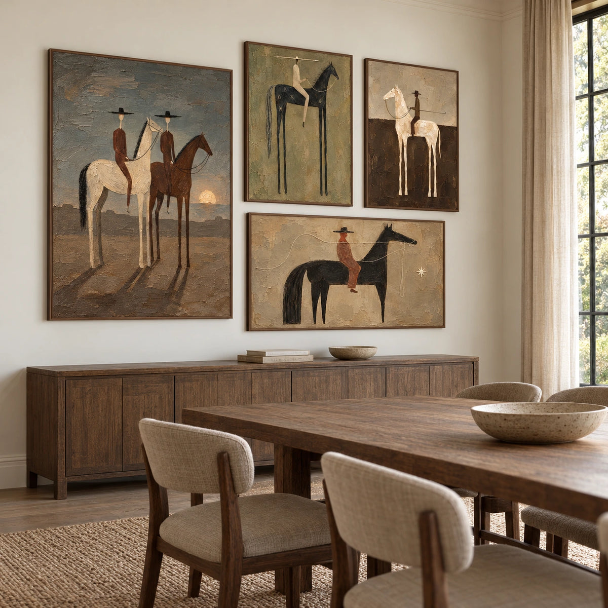 Dusty-Horizons: complete gallery wall in a dining room