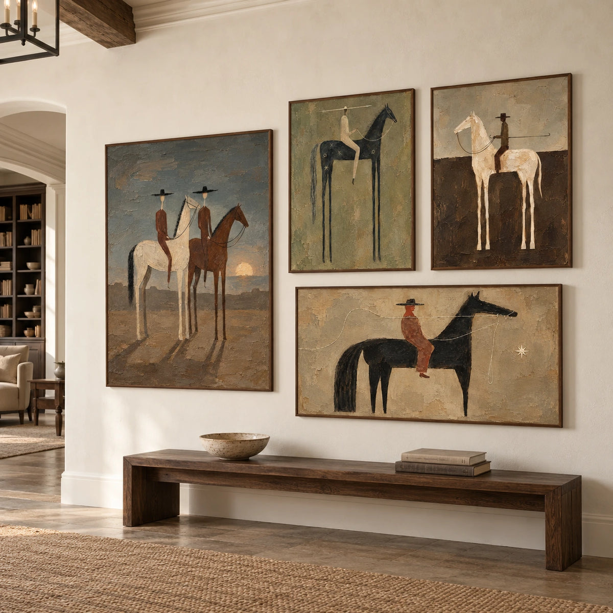 Dusty-Horizons: complete gallery wall in an entryway
