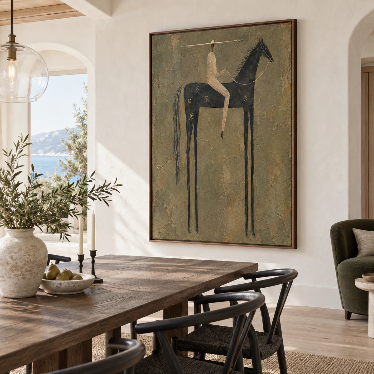 Spear-Rider above a refined dining setting in daylight.
