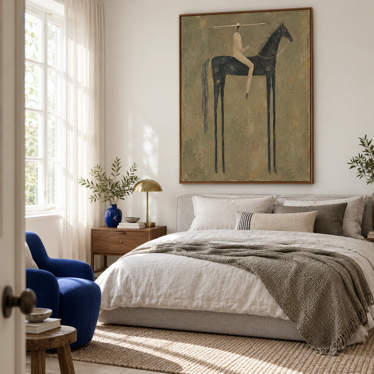 Spear-Rider displayed in a quiet, light-filled bedroom.