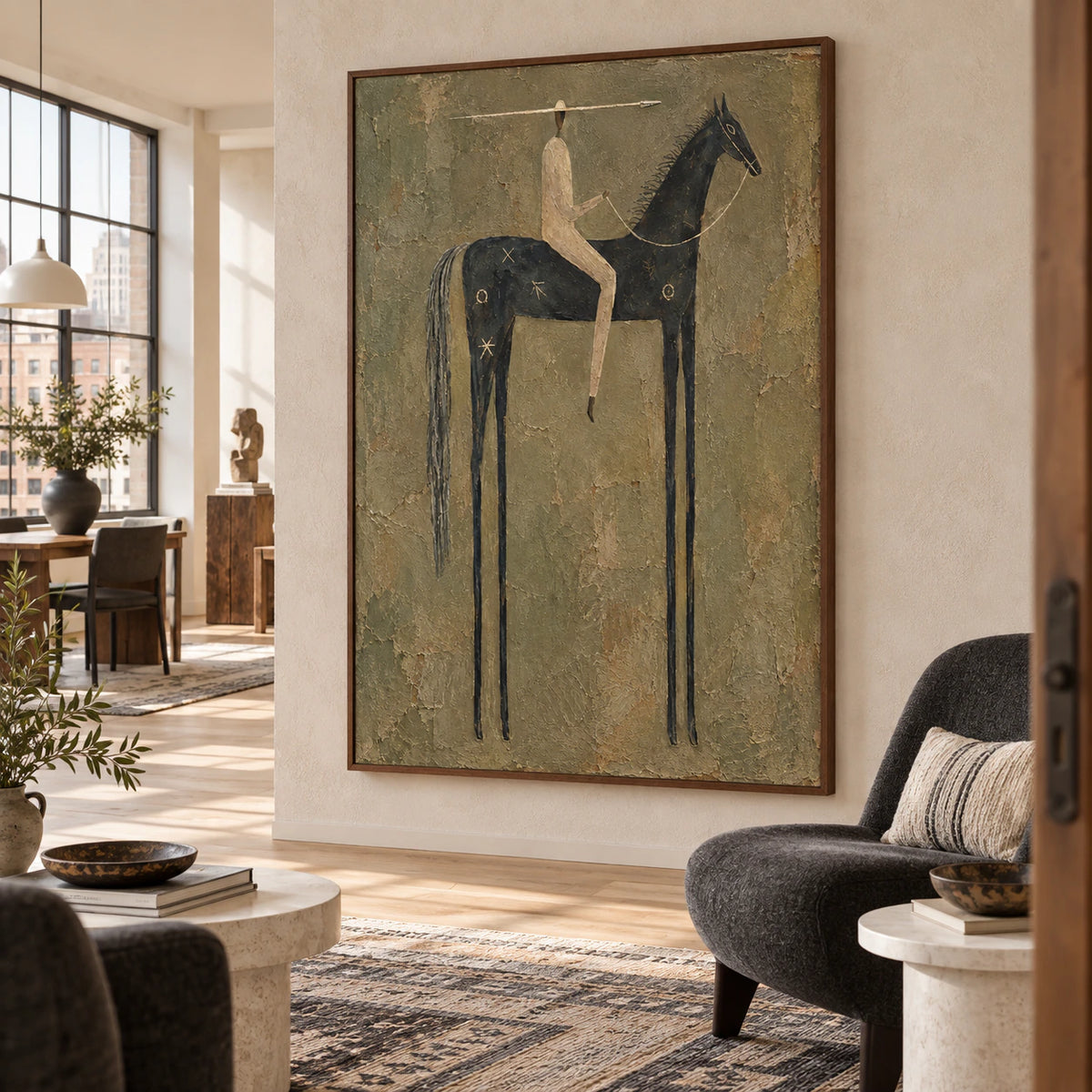 Spear-Rider anchoring an expansive daylight-filled loft interior.