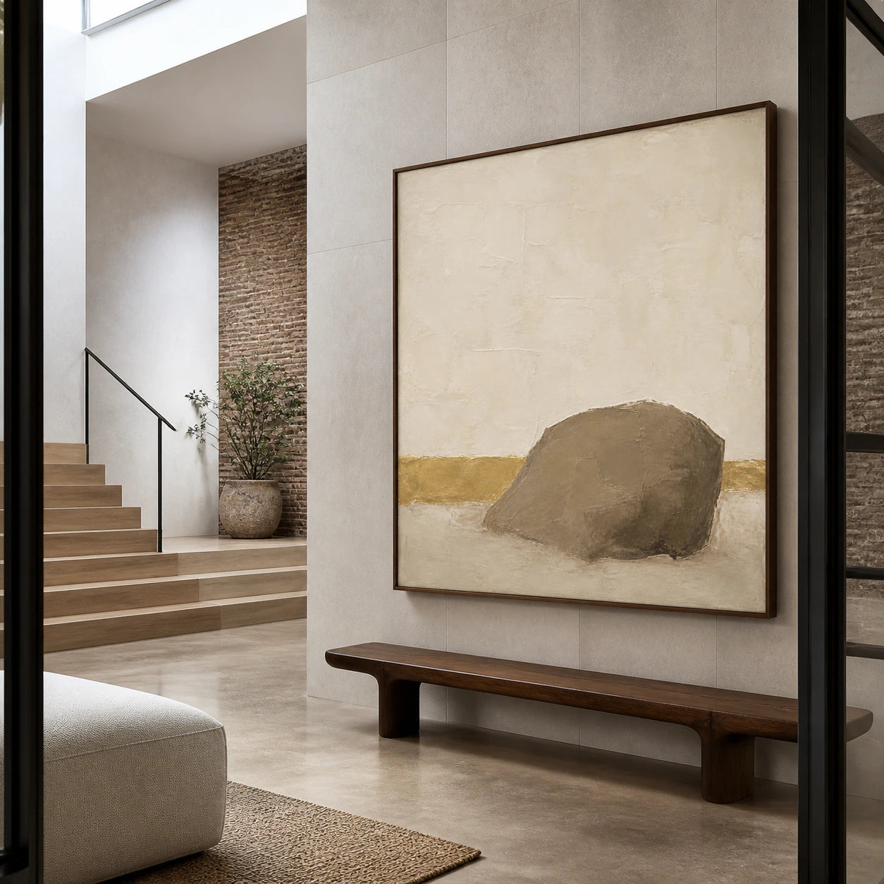 Still-Embankment installed at gallery scale in a bright sculptural foyer.