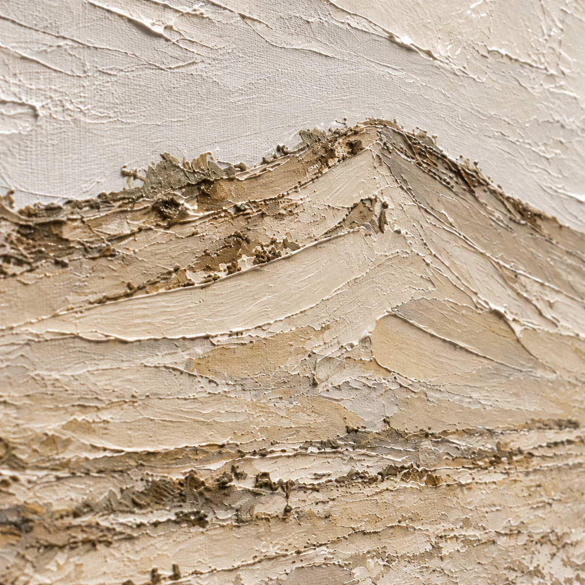 Still-Ridge oil painting brushwork and impasto detail photographed from an oblique side angle