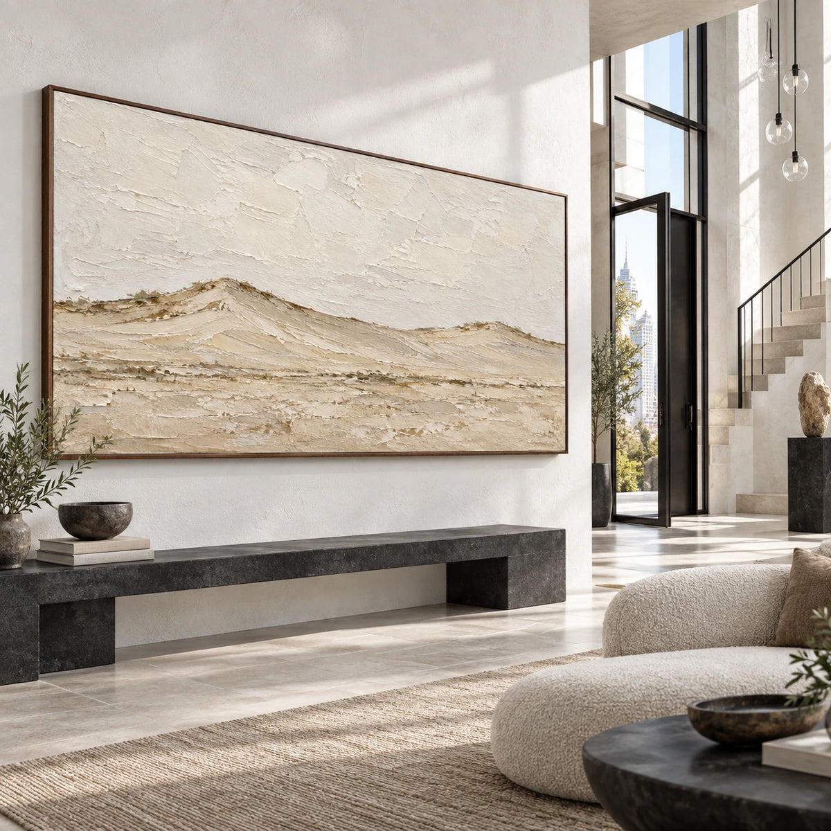 Still-Ridge presented at gallery scale in a sunlit foyer.