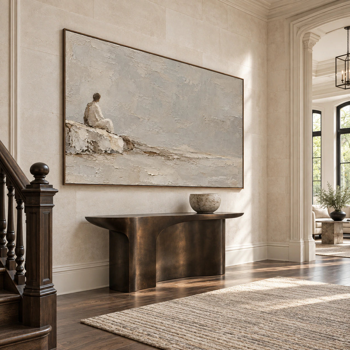 Still-Tide presented at gallery scale in a bright foyer.
