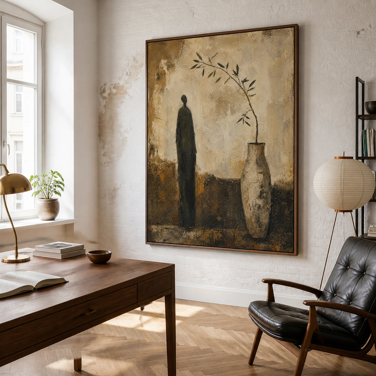 Still-Vessel featured in an airy reading and home office space.
