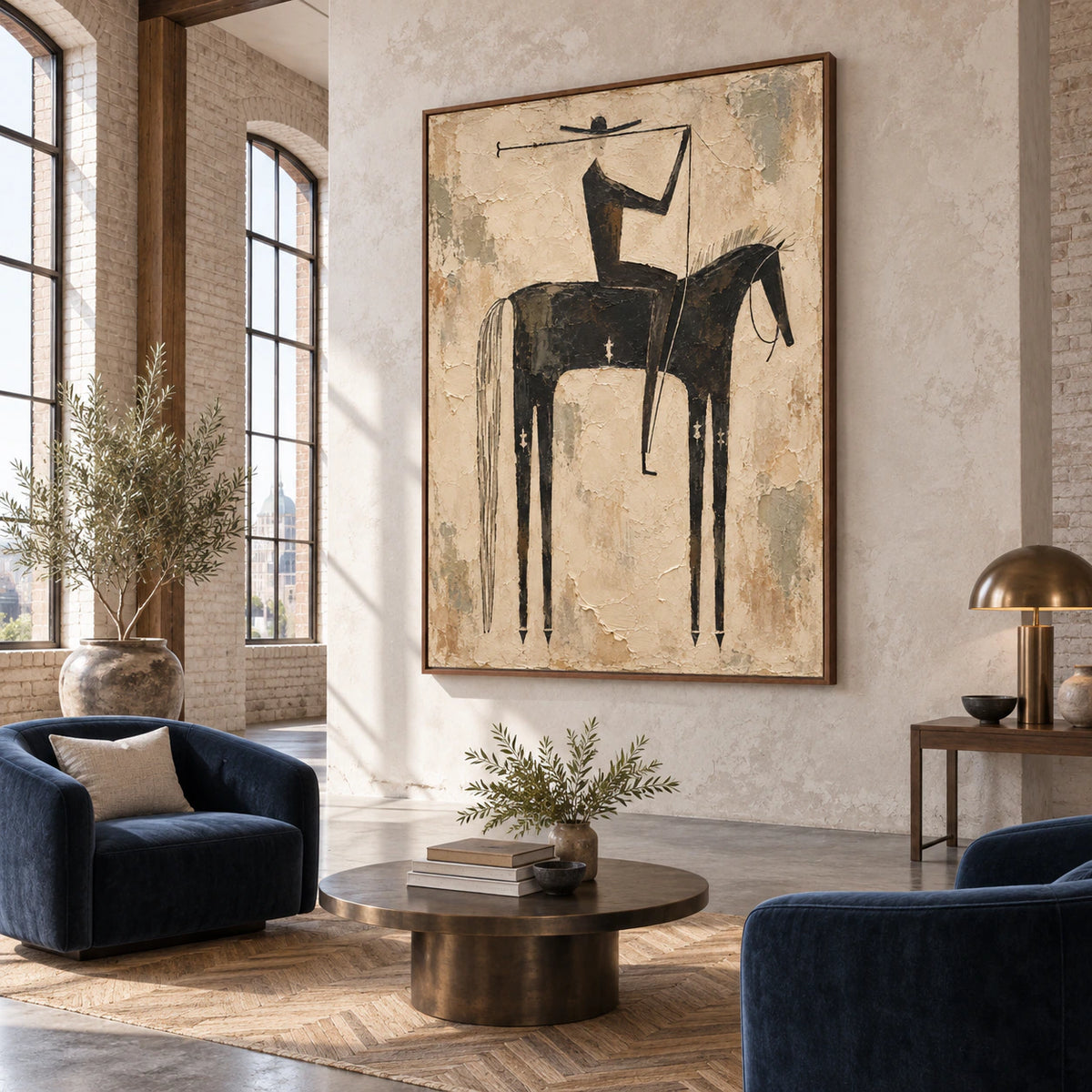 Stilled-Rider anchoring an expansive daylight-filled loft interior.