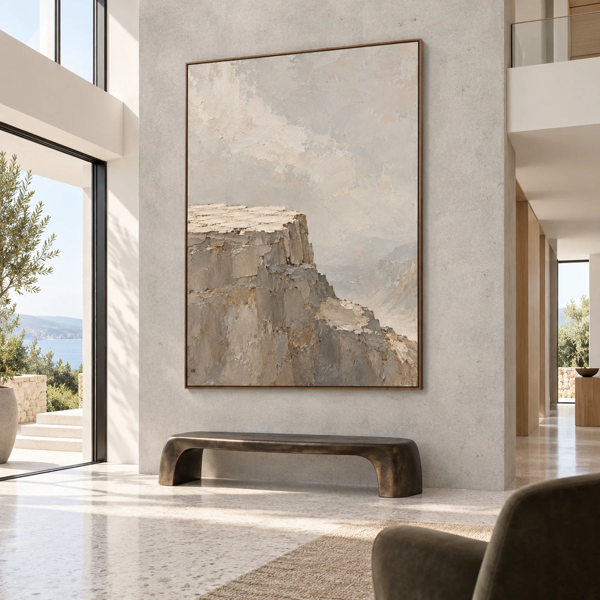Stone-Plateau presented at gallery scale in a sunlit foyer.