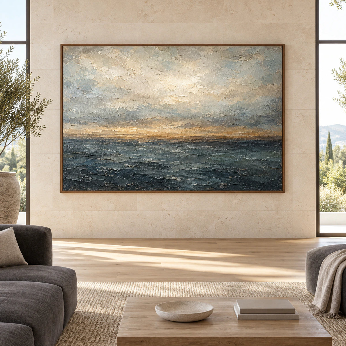 Storm-Littoral displayed large and straight-on in an open architectural living space.