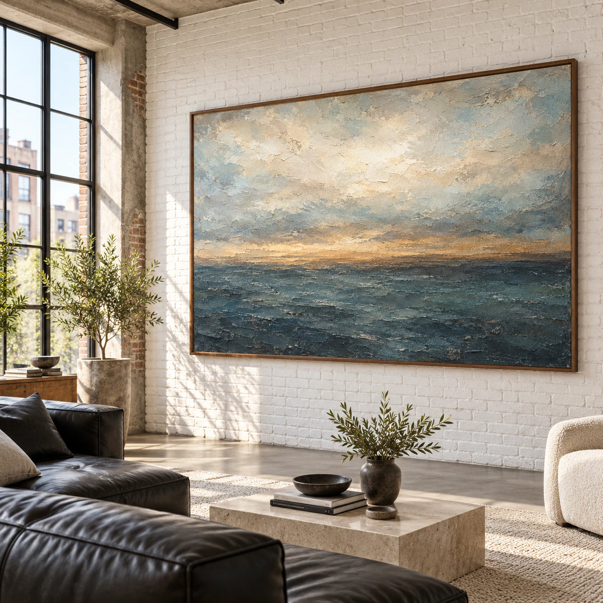 Storm-Littoral as a large focal point in an expansive loft hospitality interior.