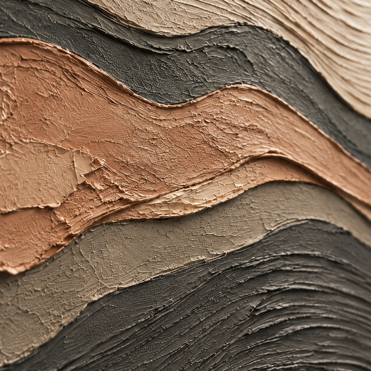 Strata-Contour oil painting brushwork and impasto detail photographed from an oblique side angle