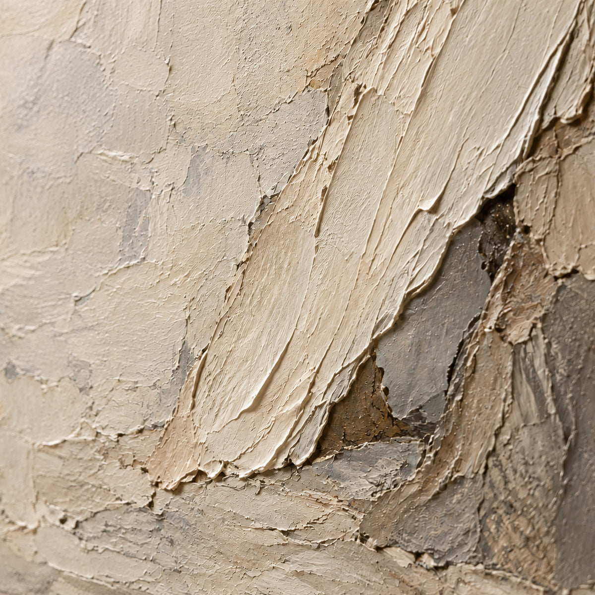 Strata-Current oil painting brushwork and impasto detail photographed from an oblique side angle