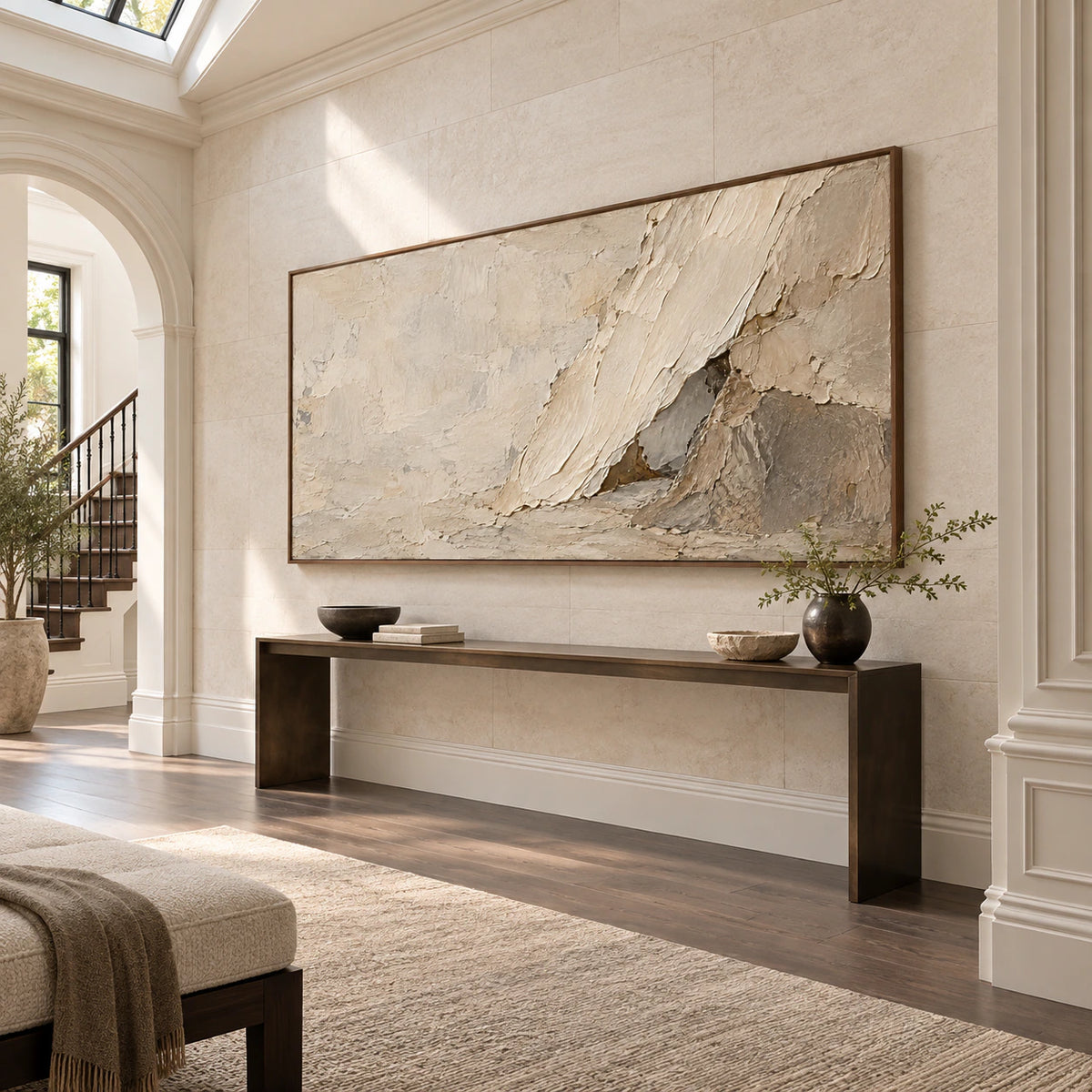 Strata-Current presented at gallery scale in a bright foyer.