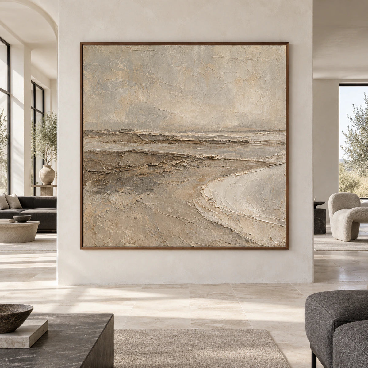 Strata-Drift displayed at large scale in a bright architectural living space.