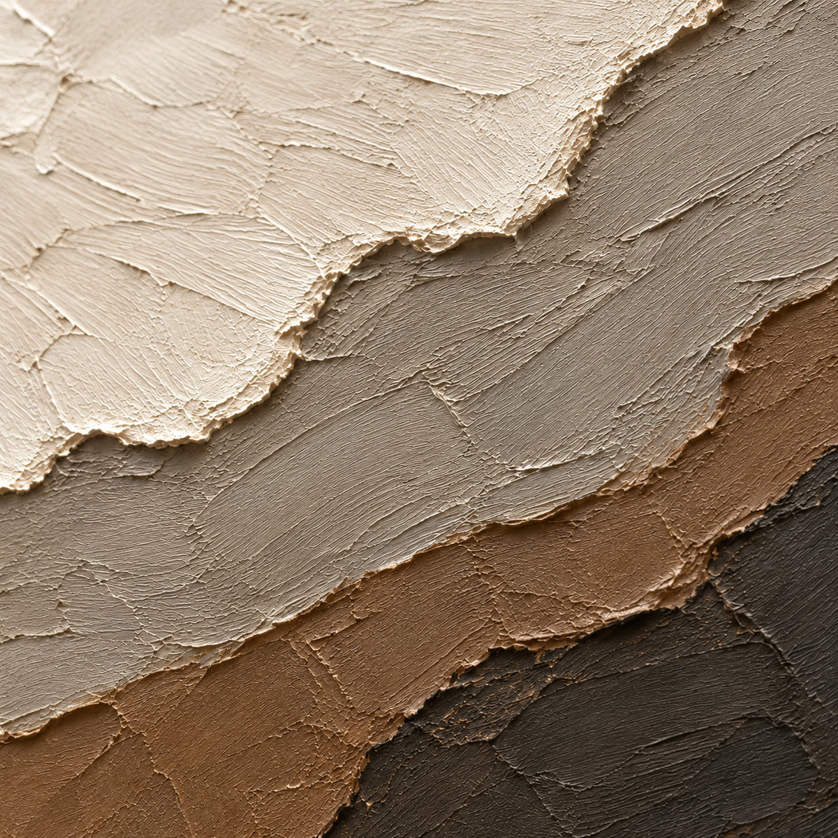 Strata-Ember oil painting brushwork and impasto detail photographed from an oblique side angle