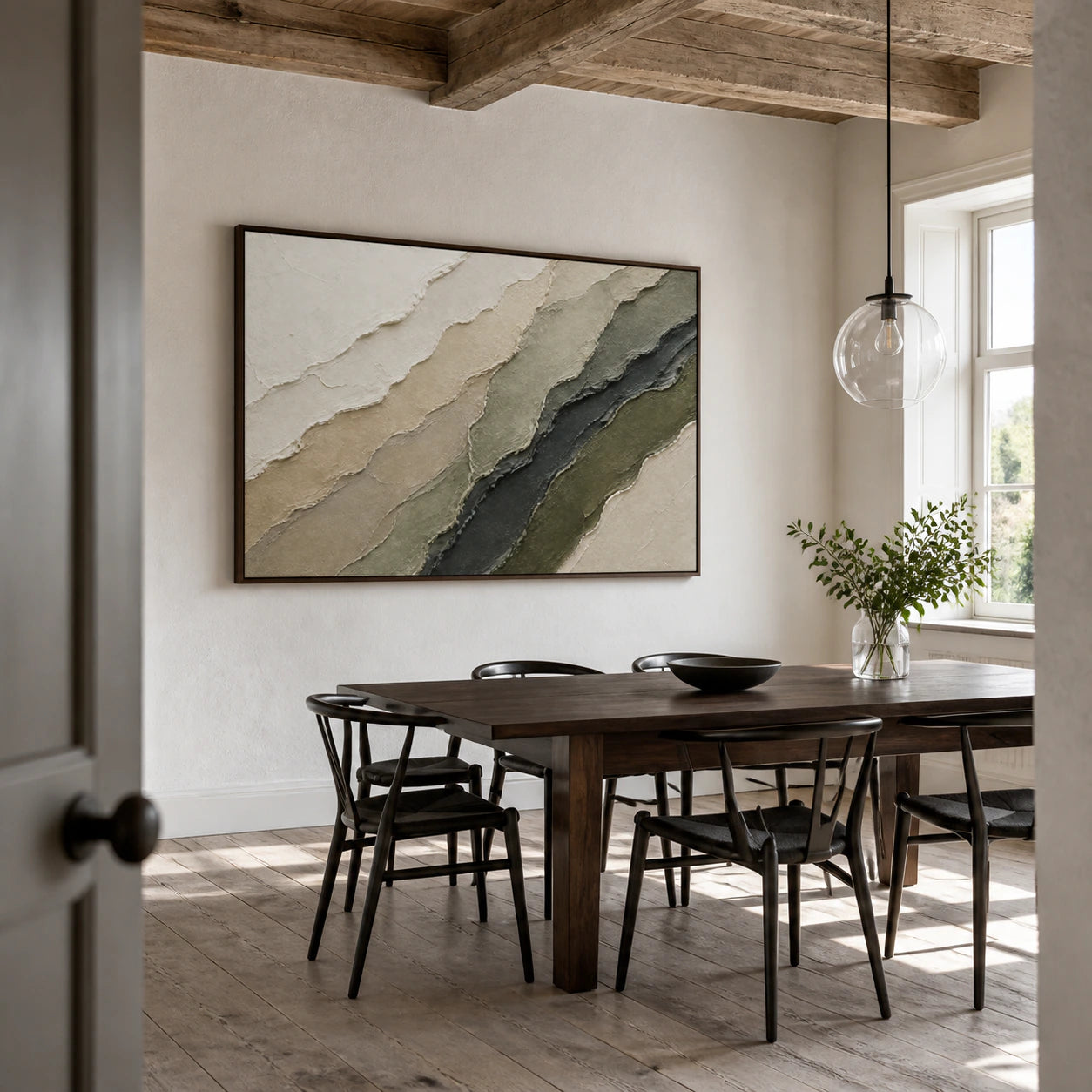Strata-Quiet above a refined dining setting in daylight.
