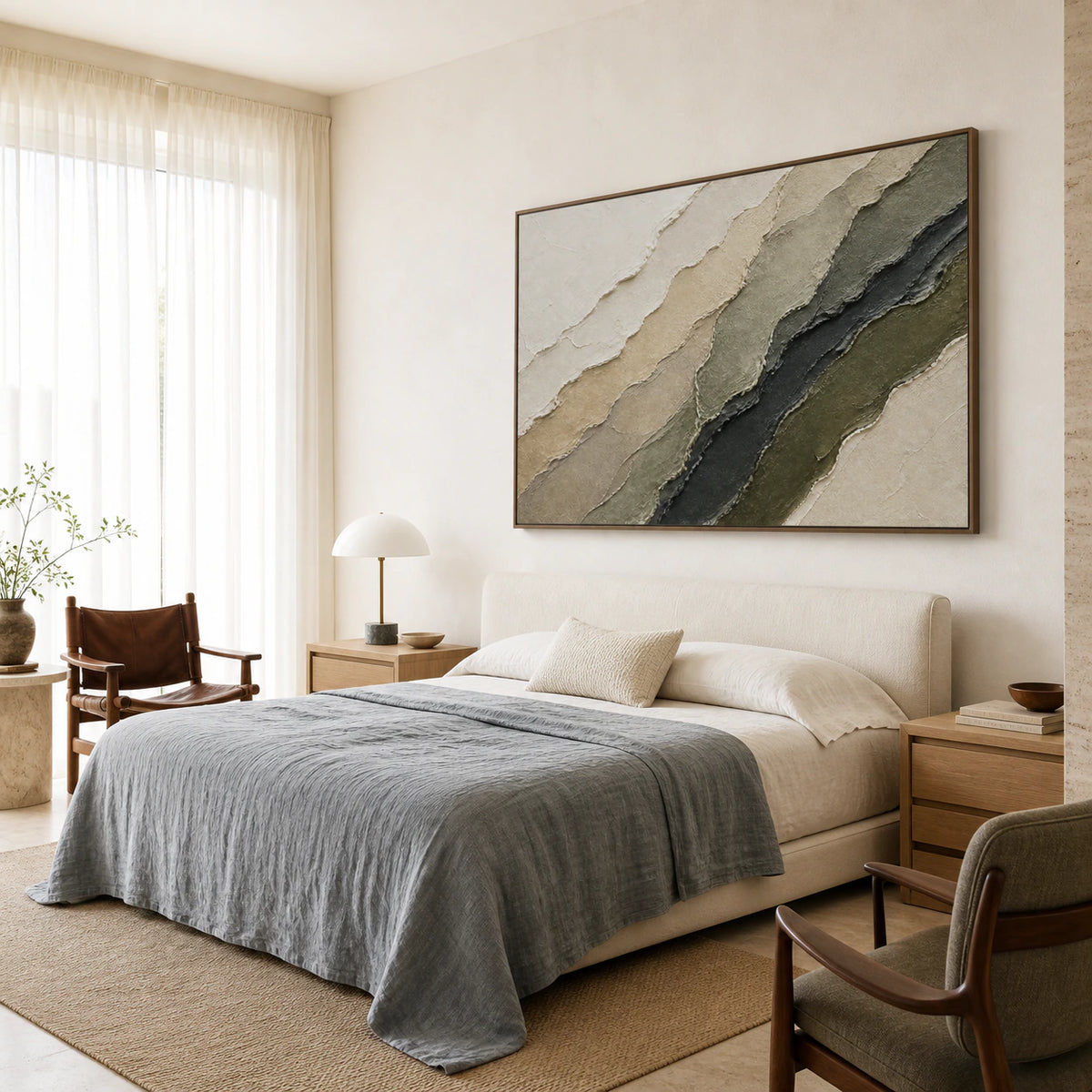 Strata-Quiet bringing textured depth to a quiet, light-filled bedroom.