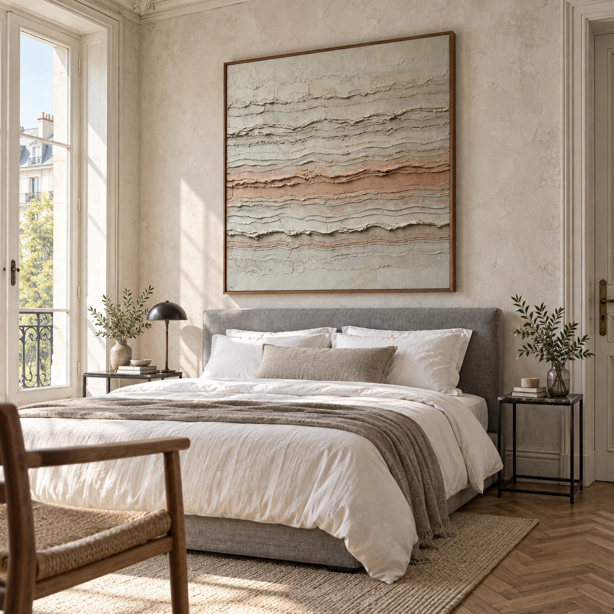 Strata-Whisper bringing texture to a quiet, sunlit bedroom.